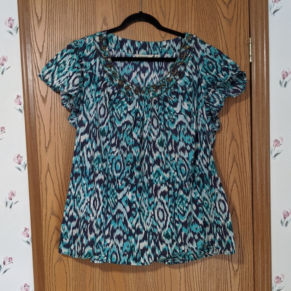 St John's Bay Plus Pattern Blouse Size 2X